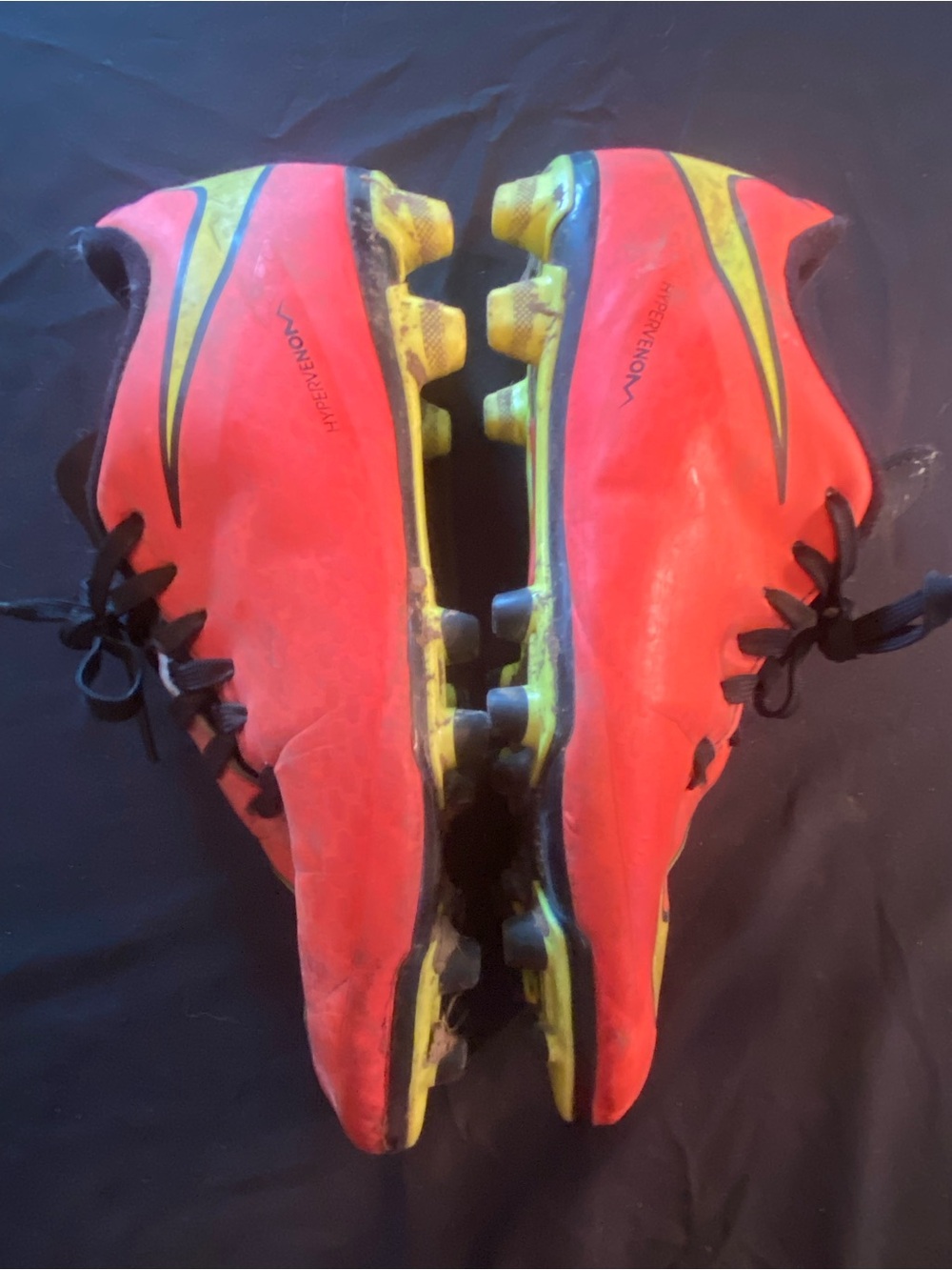 Nike hyper venom Bright orange outdoor Soccer Cleats with Yellow Accents